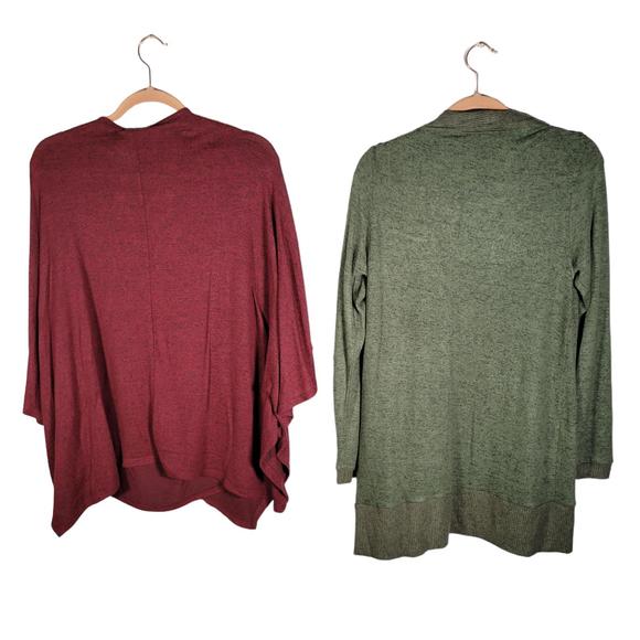 Bobeau Lot of 2 Green & Cranberry Knit Sweaters Women Size S - Picture 2 of 9